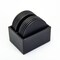 Dacasso Black Leatherette 10 Round Coaster Set with Holder AG-1335 - alternate 1
